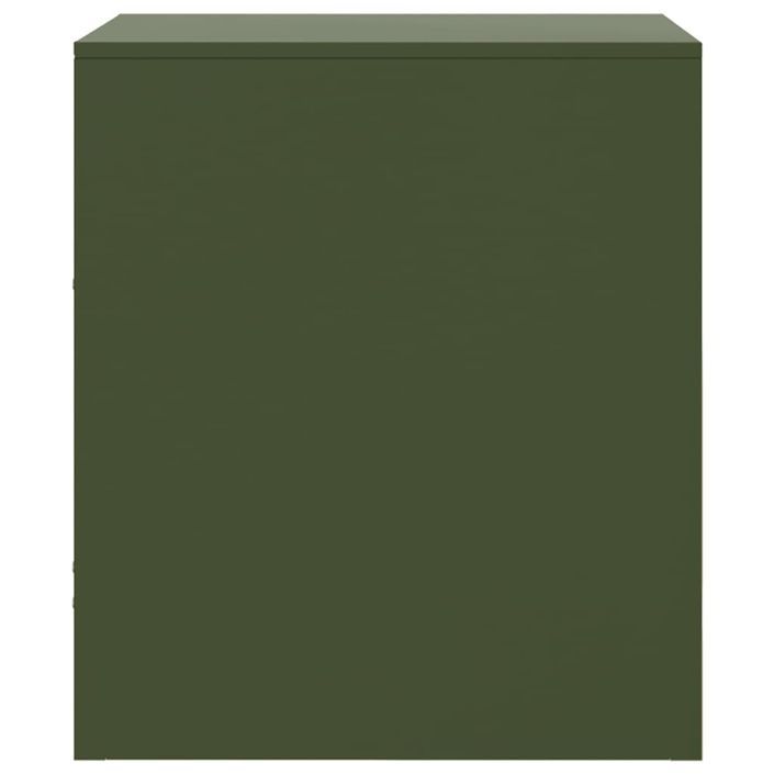 Table de chevet vert olive 34,5x39x44 cm acier - Photo n°8