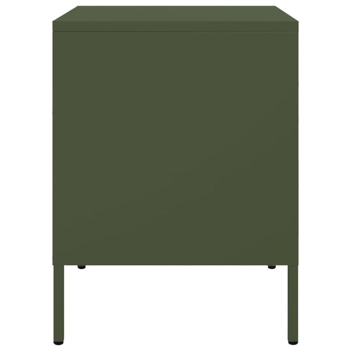 Table de chevet vert olive 36x39x50,5 cm acier - Photo n°7