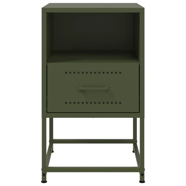 Table de chevet vert olive 36x39x60,5 cm acier - Photo n°6