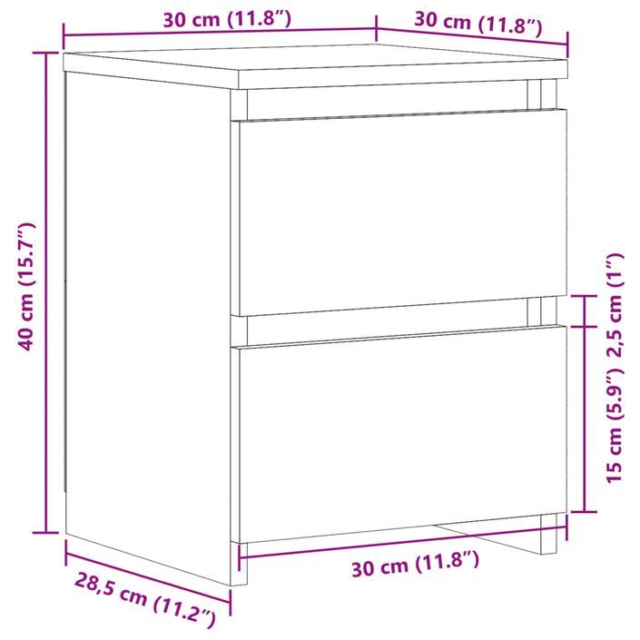 Table de chevet vieux bois 30x30x40 cm bois d'ingénierie - Photo n°10