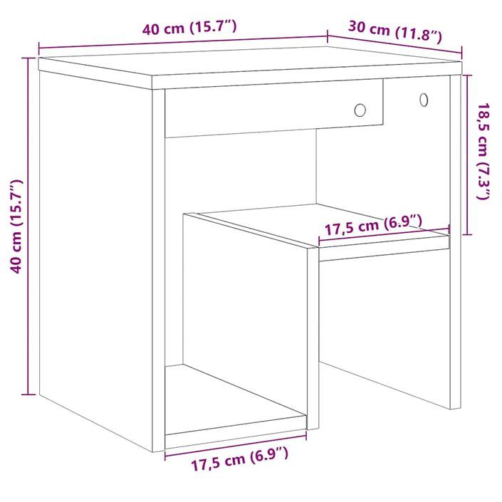 Table de chevet vieux bois 40x30x40 cm bois d'ingénierie - Photo n°10