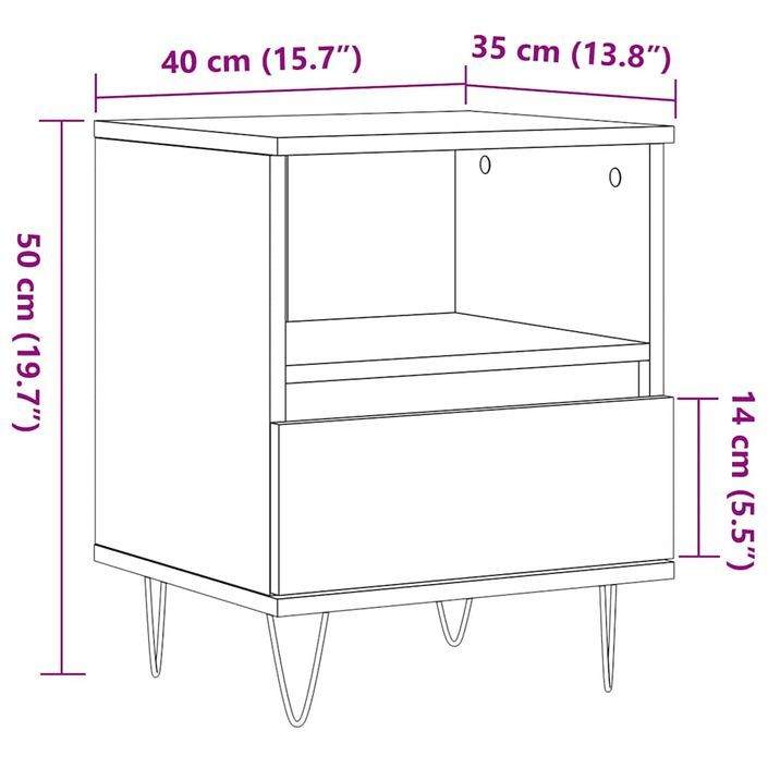 Table de chevet vieux bois 40x35x50 cm bois d’ingénierie - Photo n°10