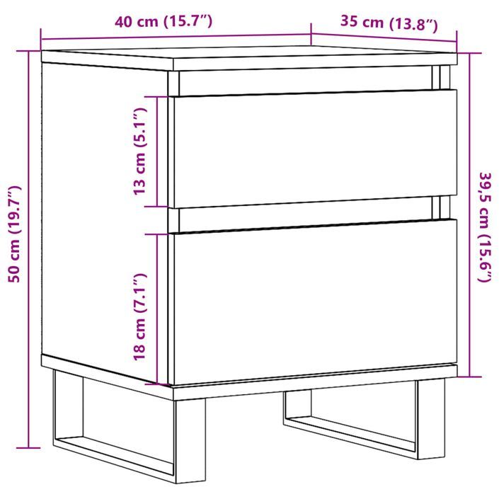 Table de chevet vieux bois 40x35x50 cm bois d’ingénierie - Photo n°10