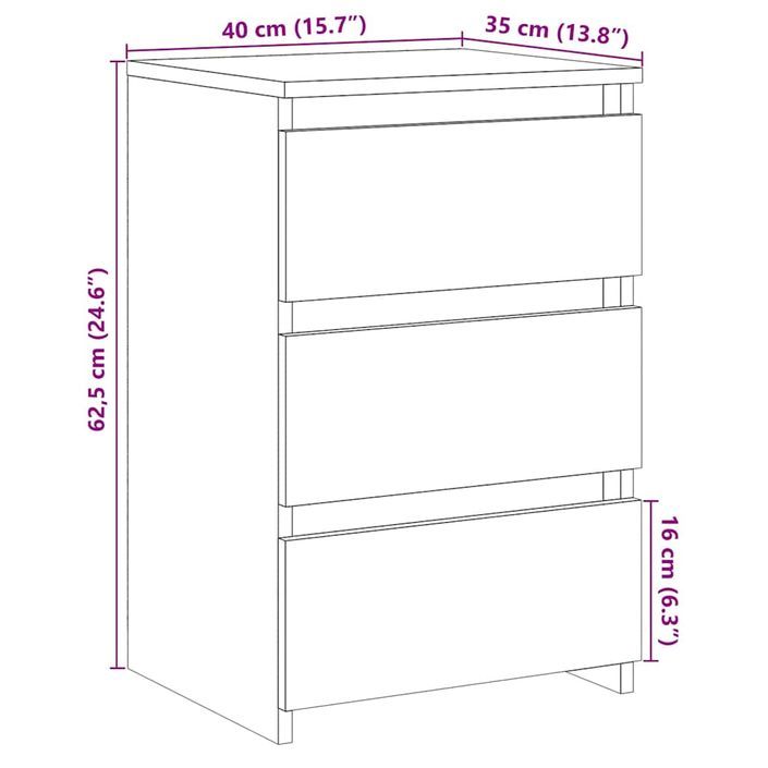 Table de chevet vieux bois 40x35x62,5 cm bois d'ingénierie - Photo n°11