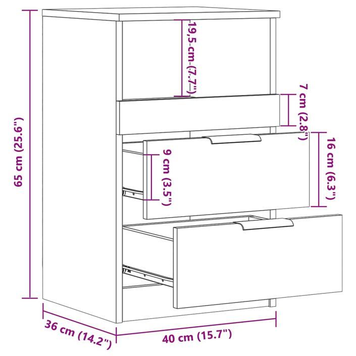 Table de chevet vieux bois 40x36x65 cm bois d'ingénierie - Photo n°11