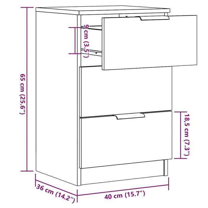 Table de chevet vieux bois 40x36x65 cm bois d'ingénierie - Photo n°11