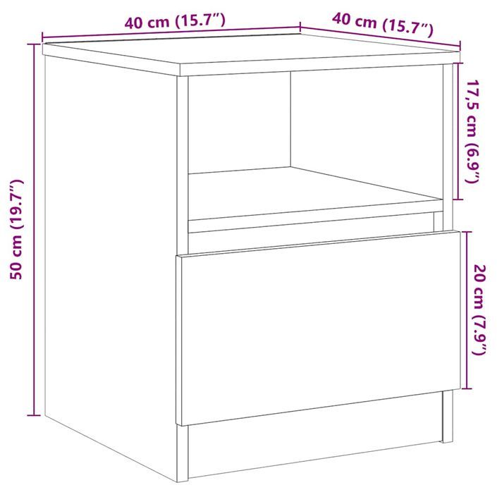 Table de chevet vieux bois 40x40x50 cm bois d’ingénierie - Photo n°11