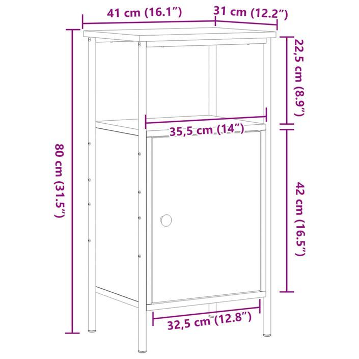 Table de chevet vieux bois 41x31x80 cm bois d’ingénierie - Photo n°11