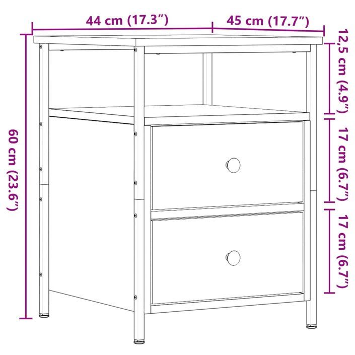 Table de chevet vieux bois 44x45x60 cm bois d'ingénierie - Photo n°10