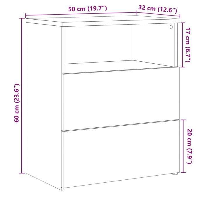 Table de chevet vieux bois 50x32x60 cm bois d'ingénierie - Photo n°11