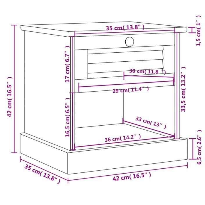 Table de chevet VIGO 42x35x42 cm bois de pin massif - Photo n°9