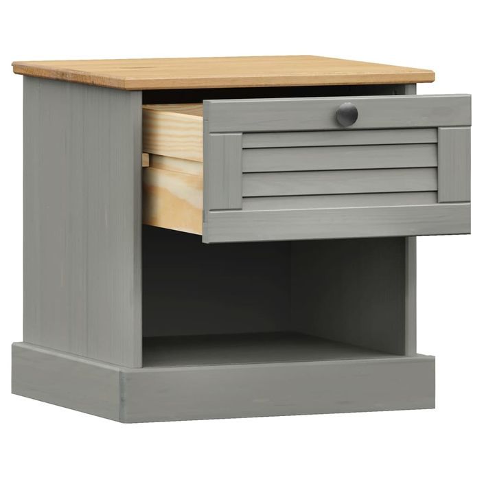 Table de chevet VIGO gris 42x35x40 cm bois de pin massif - Photo n°4