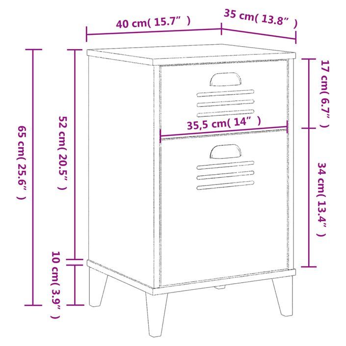 Table de chevet VIKEN blanc bois de pin solide - Photo n°10