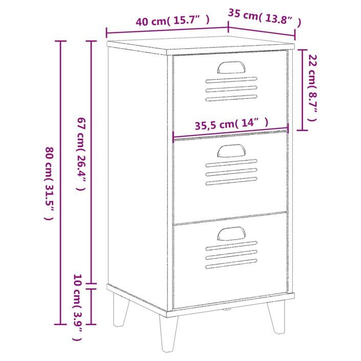 Table de chevet VIKEN blanc bois de pin solide - Photo n°10