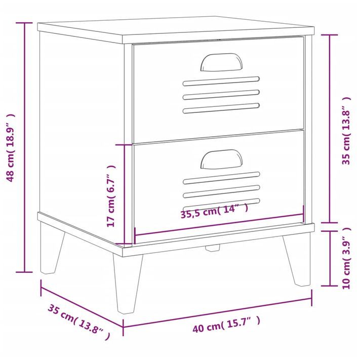 Table de chevet VIKEN blanc bois de pin solide - Photo n°10