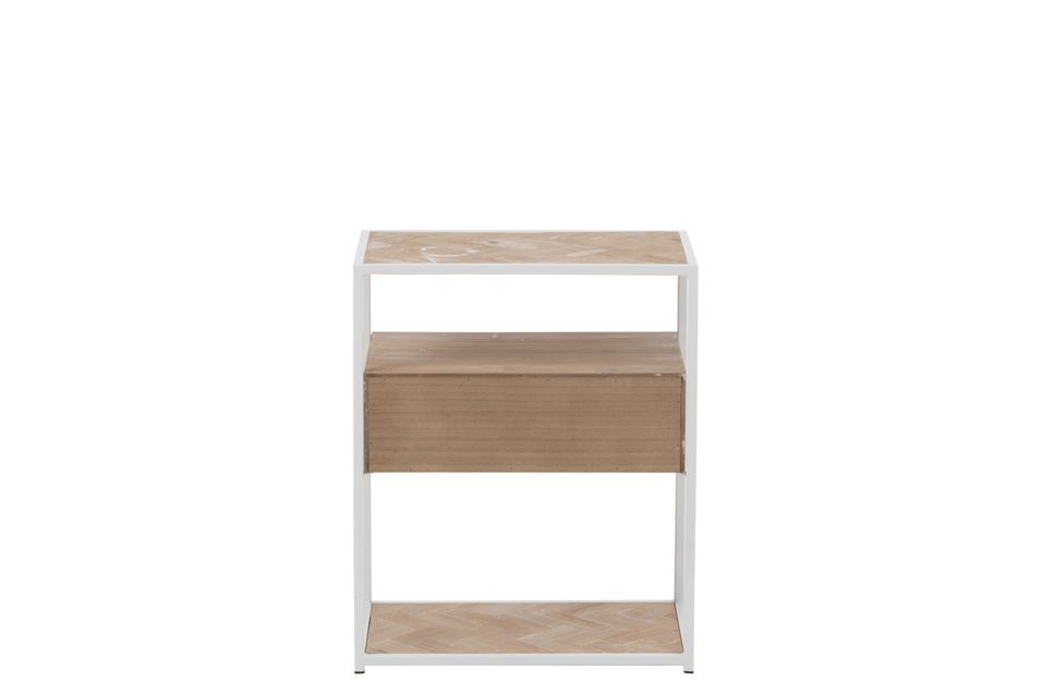 Table de chevet zigzag bois naturel blanc Benji L 50 cm - Photo n°5