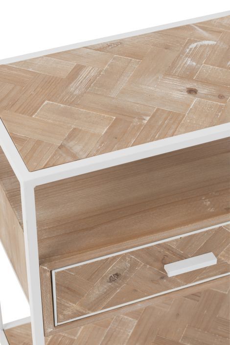 Table de chevet zigzag bois naturel blanc Benji L 50 cm - Photo n°7