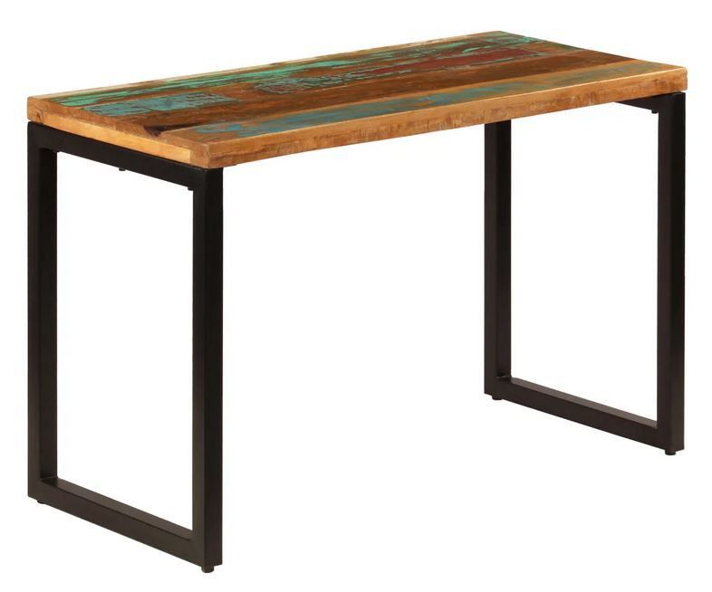 Table de cuisine bois de récupération et pieds métal noir Teiki 115 cm - Photo n°1