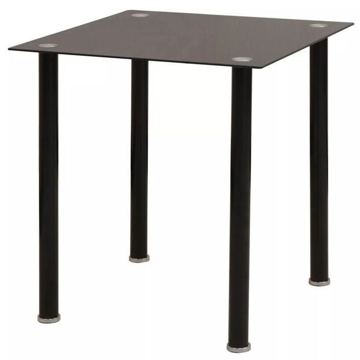Table de cuisine carré noir verre trempé et 2 chaises simili noir Mulko - Photo n°2