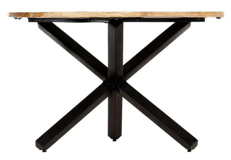Table de cuisine manguier massif clair et pieds métal noir Sikor D 120 cm - Photo n°2