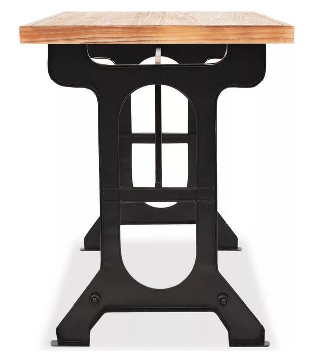 Table haute de cuisine pin massif clair et pieds métal noir Posu 122 cm - Photo n°4