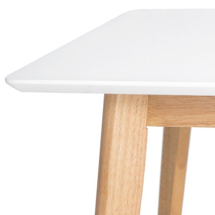 Table de cuisine rectangulaire Askin – Finition blanc brillant et pieds en bois clair - Photo n°4