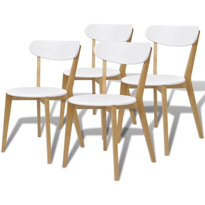 Table de cuisine scandinave rectangulaire et 4 chaises naturel et blanc Domu - Photo n°10