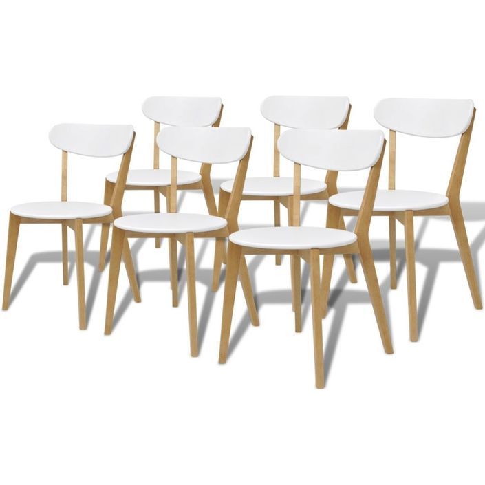 Table de cuisine scandinave rectangulaire et 6 chaises naturel et blanc Domu - Photo n°10