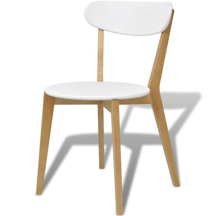 Table de cuisine scandinave ronde et 4 chaises naturel et blanc Domu - Photo n°2