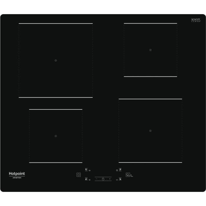 Table de cuisson induction - HOTPOINT - 4 foyers - L60 cm - HQ5660SNE - 7200 W - Revetement verre noir - Photo n°1