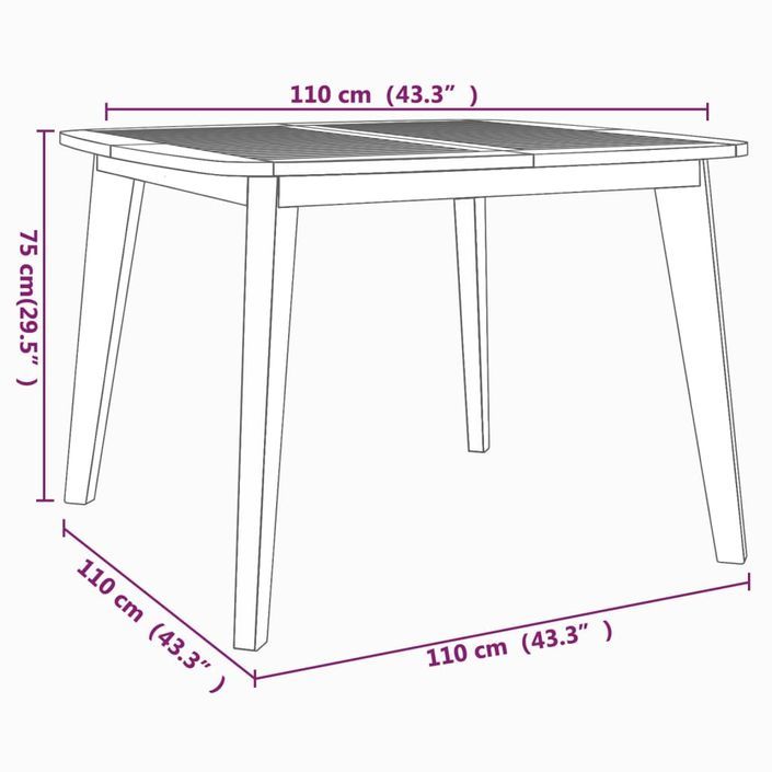 Table de jardin 110x110x75 cm Bois d'acacia solide - Photo n°8