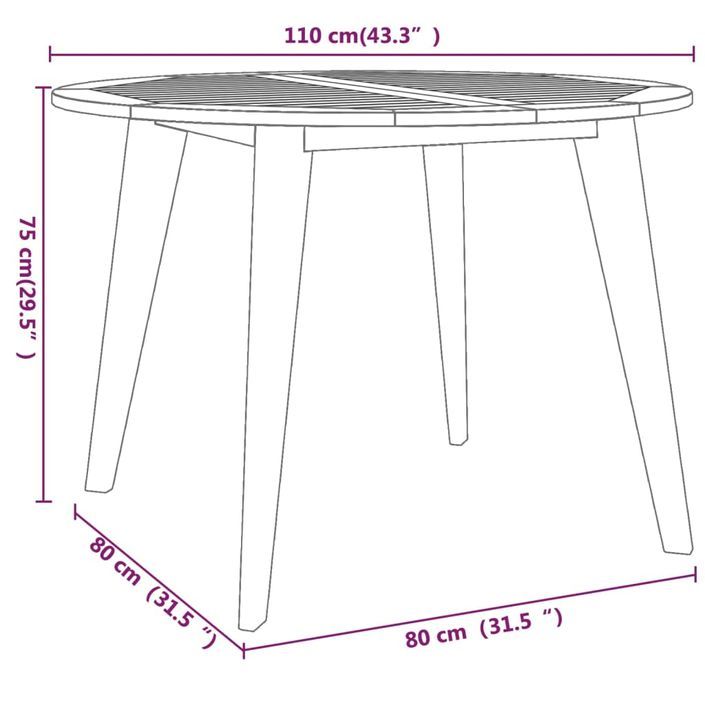 Table de jardin Ø110x75 cm Bois d'acacia solide - Photo n°8