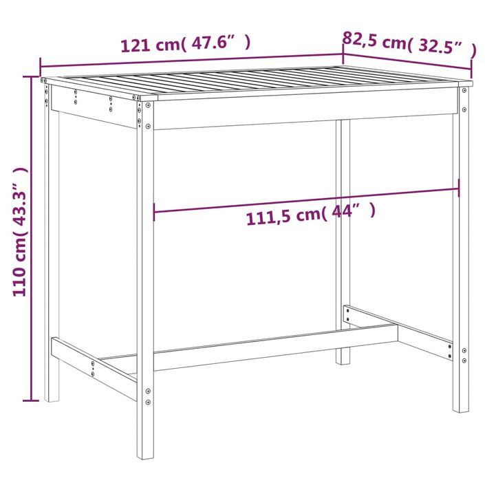 Table de jardin 121x82,5x110 cm bois massif de douglas - Photo n°7