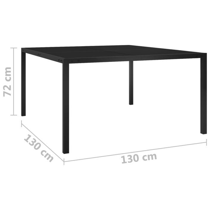 Table de jardin 130x130x72 cm Noir Acier et verre - Photo n°6