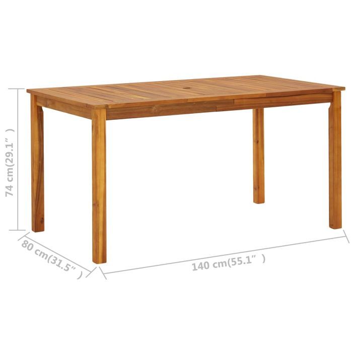 Table de jardin 140x80x74 cm Bois d'acacia massif - Photo n°7