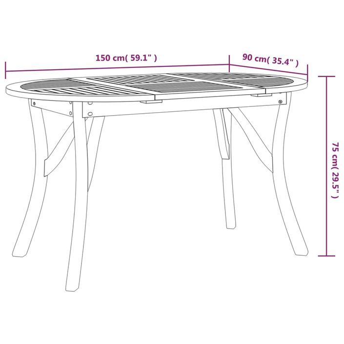 Table de jardin 150x90x75 cm Bois d'acacia solide - Photo n°6