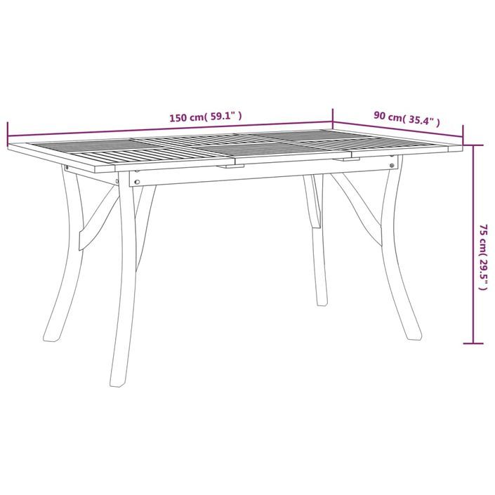 Table de jardin 150x90x75 cm Bois d'acacia solide - Photo n°6