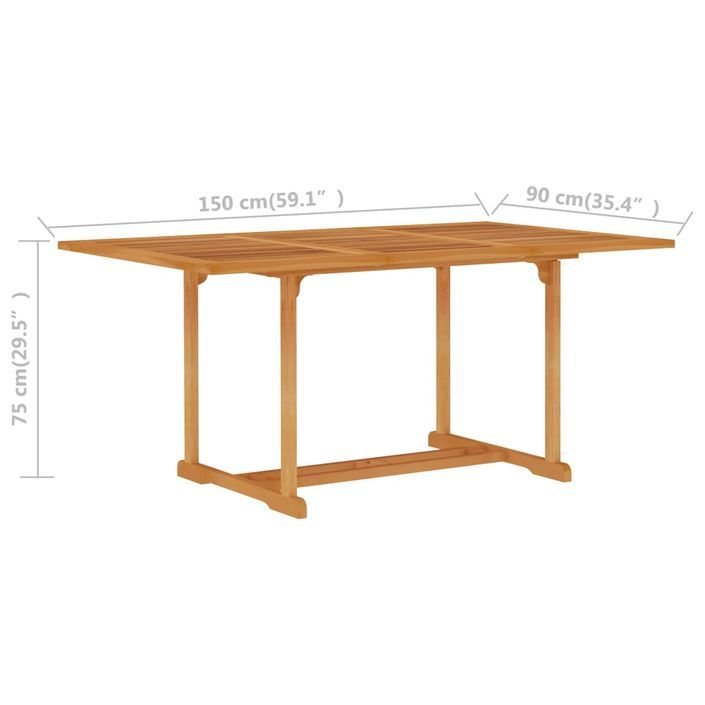 Table de jardin 150x90x75 cm Bois de teck massif 2 - Photo n°6