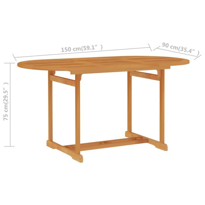 Table de jardin 150x90x75 cm Bois de teck massif - Photo n°6