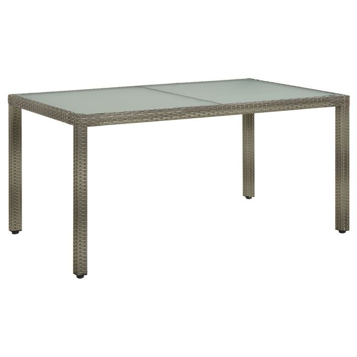 Table de jardin 150x90x75 cm Verre trempé et poly rotin Gris - Photo n°1