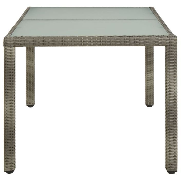 Table de jardin 150x90x75 cm Verre trempé et poly rotin Gris - Photo n°3