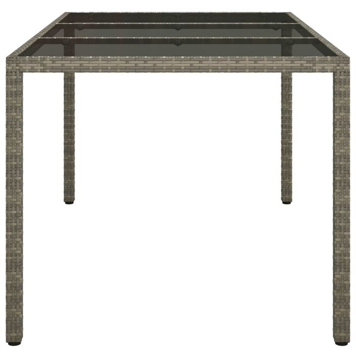 Table de jardin 150x90x75cm Verre trempé et résine tressée Gris - Photo n°4