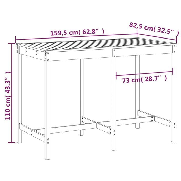 Table de jardin 159,5x82,5x110 cm bois massif de douglas - Photo n°7