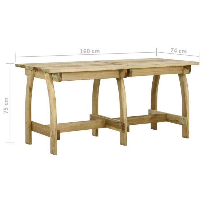 Table de jardin 160x74x75 cm Bois de pin imprégné - Photo n°6