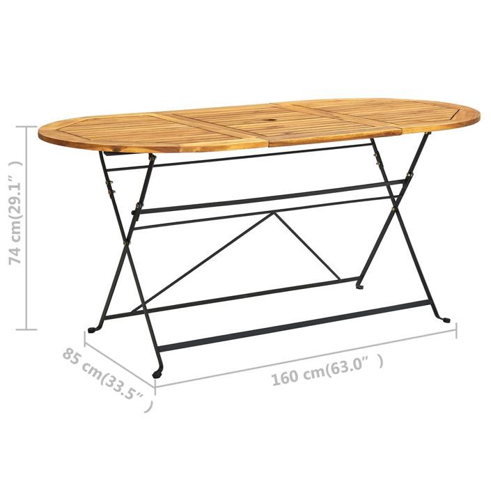 Table de jardin 160x85x74 cm Bois d'acacia massif Ovale - Photo n°6