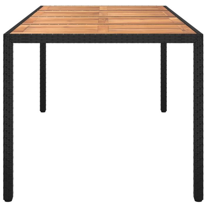 Table de jardin 190x90x75 cm Résine tressée et bois acacia Noir - Photo n°4