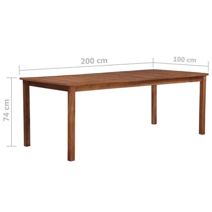 Table de jardin 200x100x74 cm Bois d'acacia massif - Photo n°5