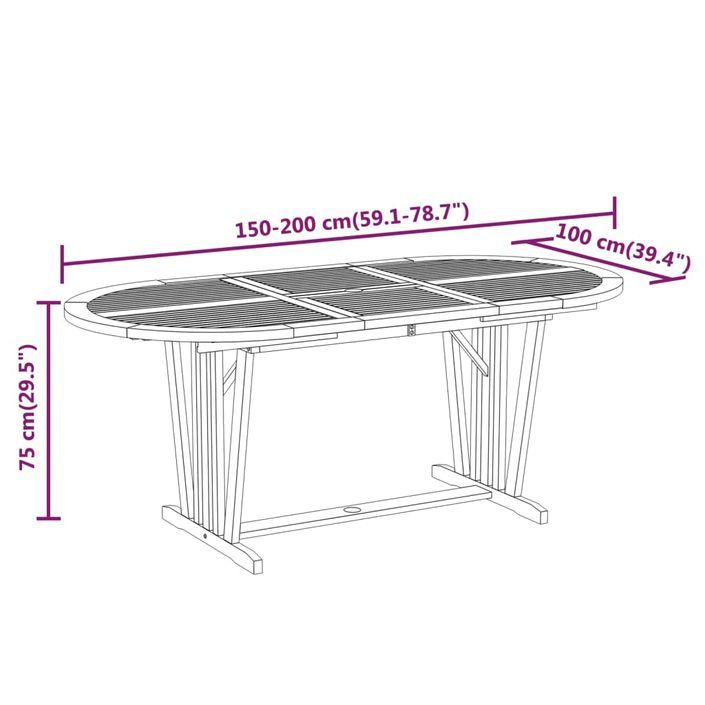 Table de jardin 200x100x75 cm Bois d'eucalyptus solide - Photo n°11