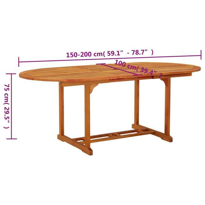 Table de jardin 200x100x75 cm Bois d'eucalyptus solide - Photo n°10