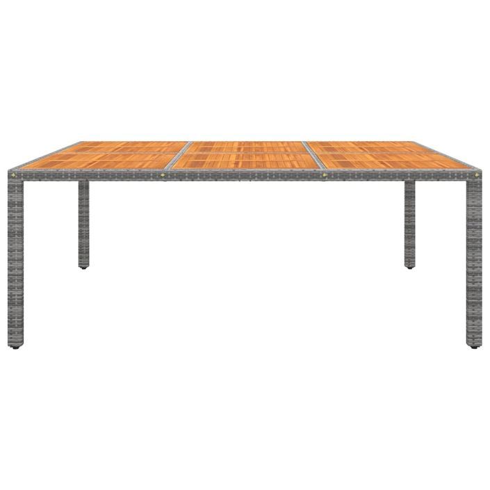 Table de jardin 200x150x75 cm Acacia et résine tressée Gris - Photo n°2